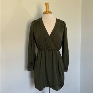 Brigitte Bailey Demri dress green Size Small Faux wrap Deep V Neck